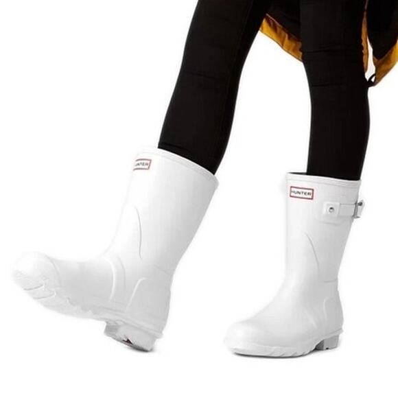 HUNTER Women's 6 White Original Short Rain Boots Waterproof Outdoor LM1-14 - Picture 1 of 15